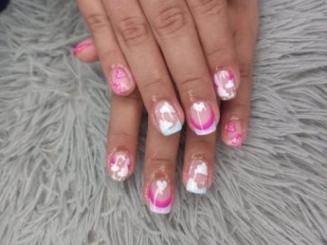 uñas semipermanente con baño en acrilico 